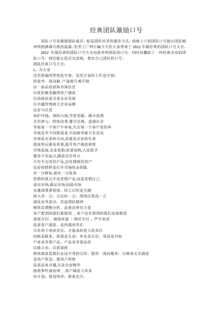 经典团队激励口号