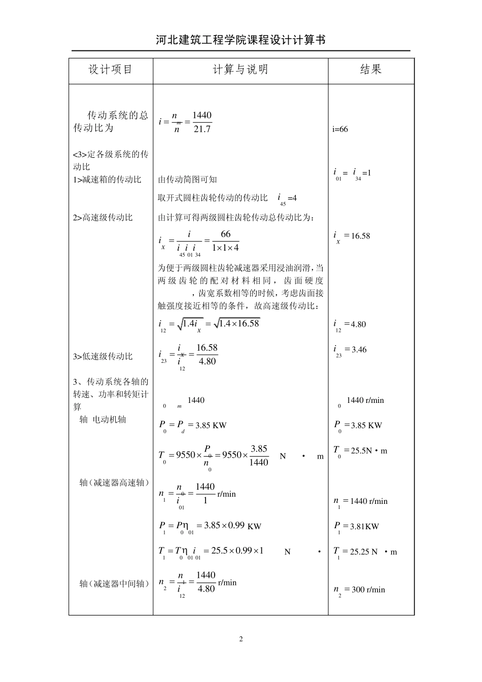 经典机械设计减速器设计计算书_第2页