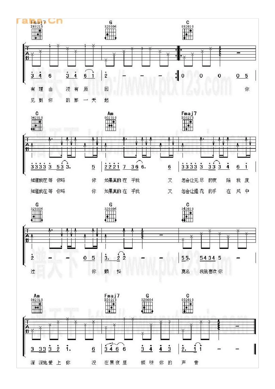 经典流行歌曲吉他谱_第3页