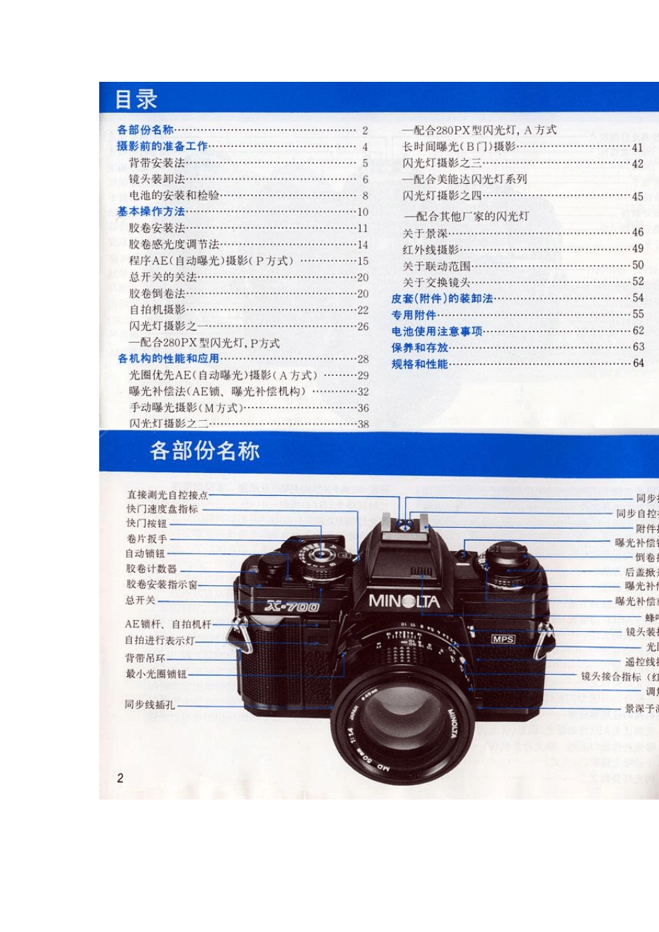 经典胶片单反美能达x700说明书_第2页