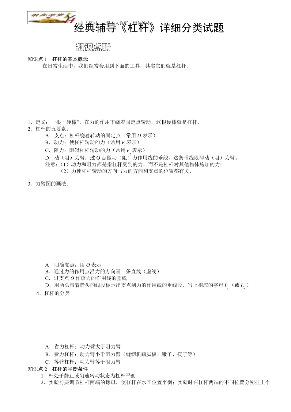 经典辅导《杠杆》详细分类试题_第1页