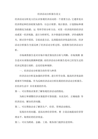 经济活动分析报告范文