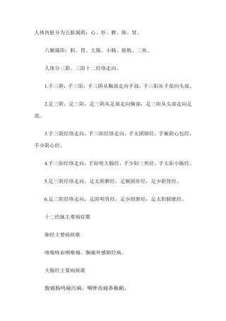 经络穴位的趣味记法