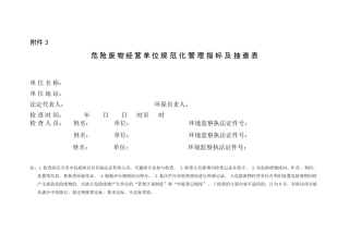 经营单位危险废物规范化管理考核表