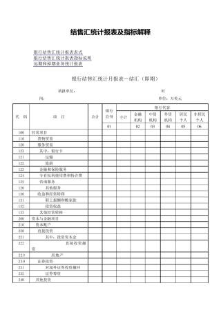 结售汇统计报表及指标解释