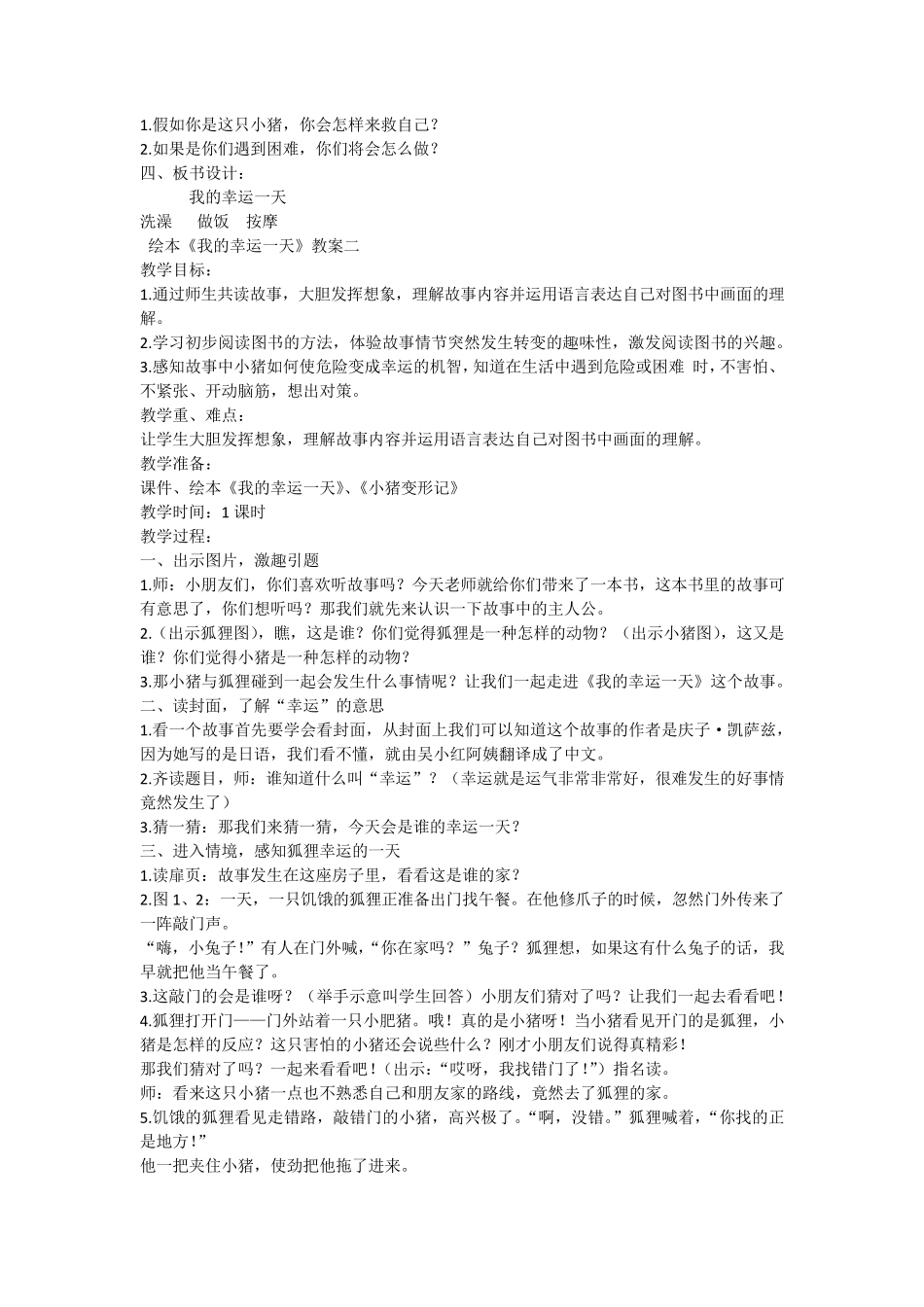 绘本《我的幸运一天》教案一_第3页