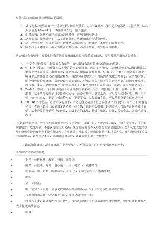 给婴儿添加辅助食品应遵循以下原则