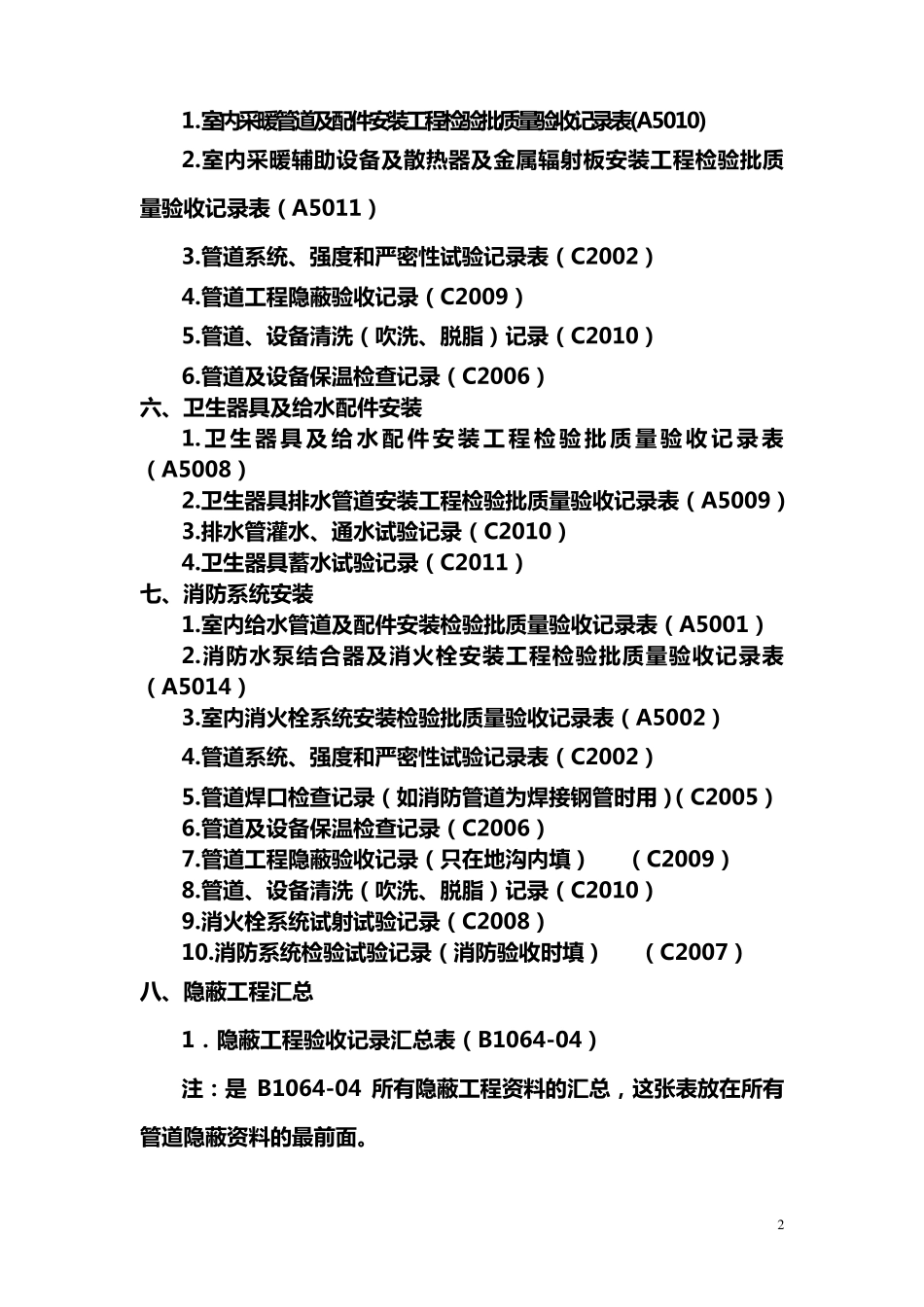 给排水及采暖资料的报验流程及附表_第2页