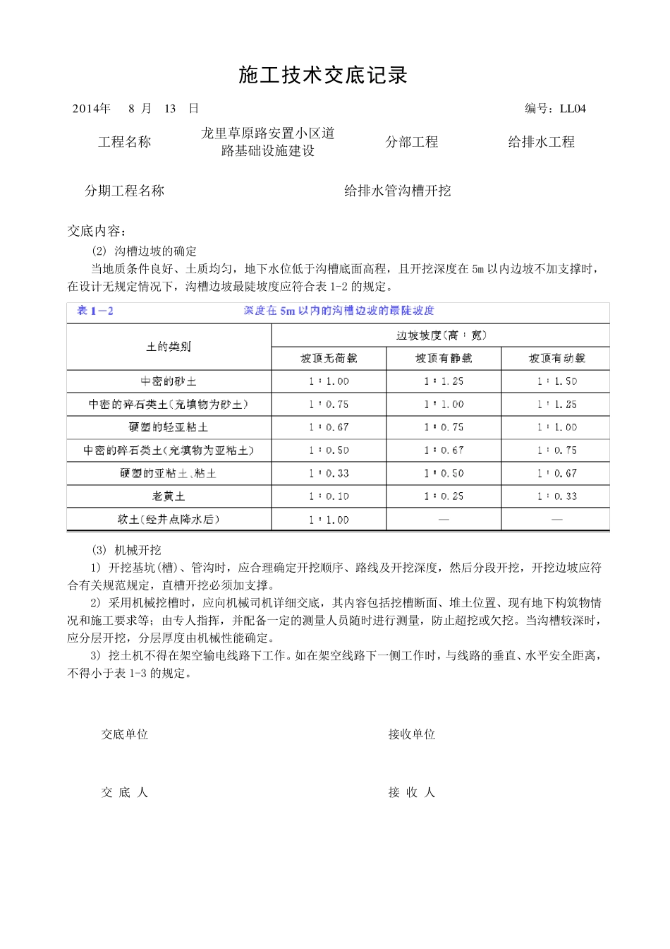 给排水沟槽开挖技术交底_第3页