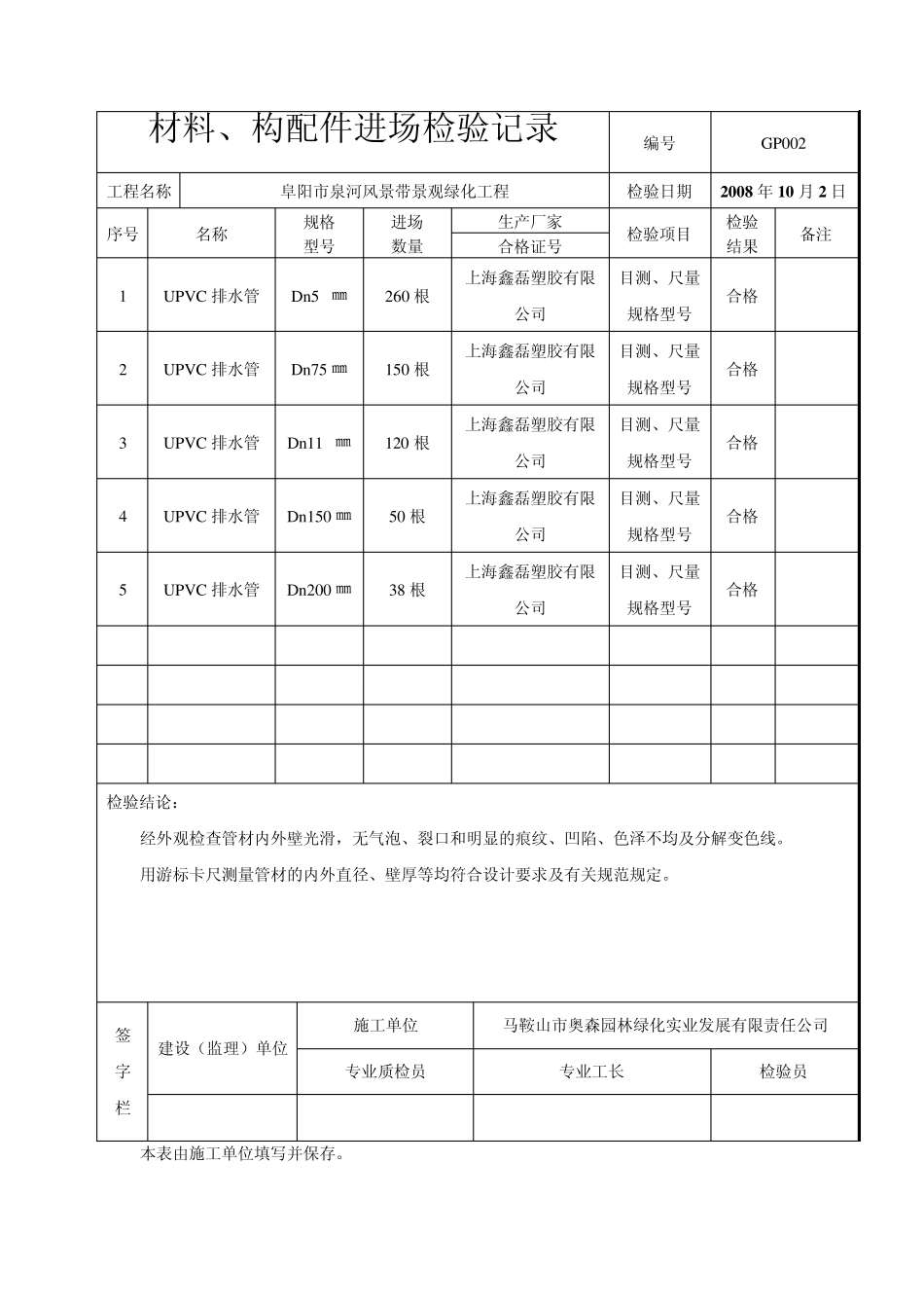 给排水管材进场检验记录_第2页
