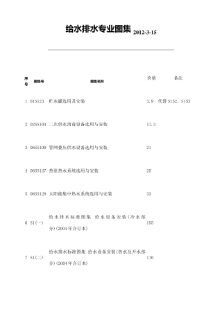 给水排水专业标准图图集·