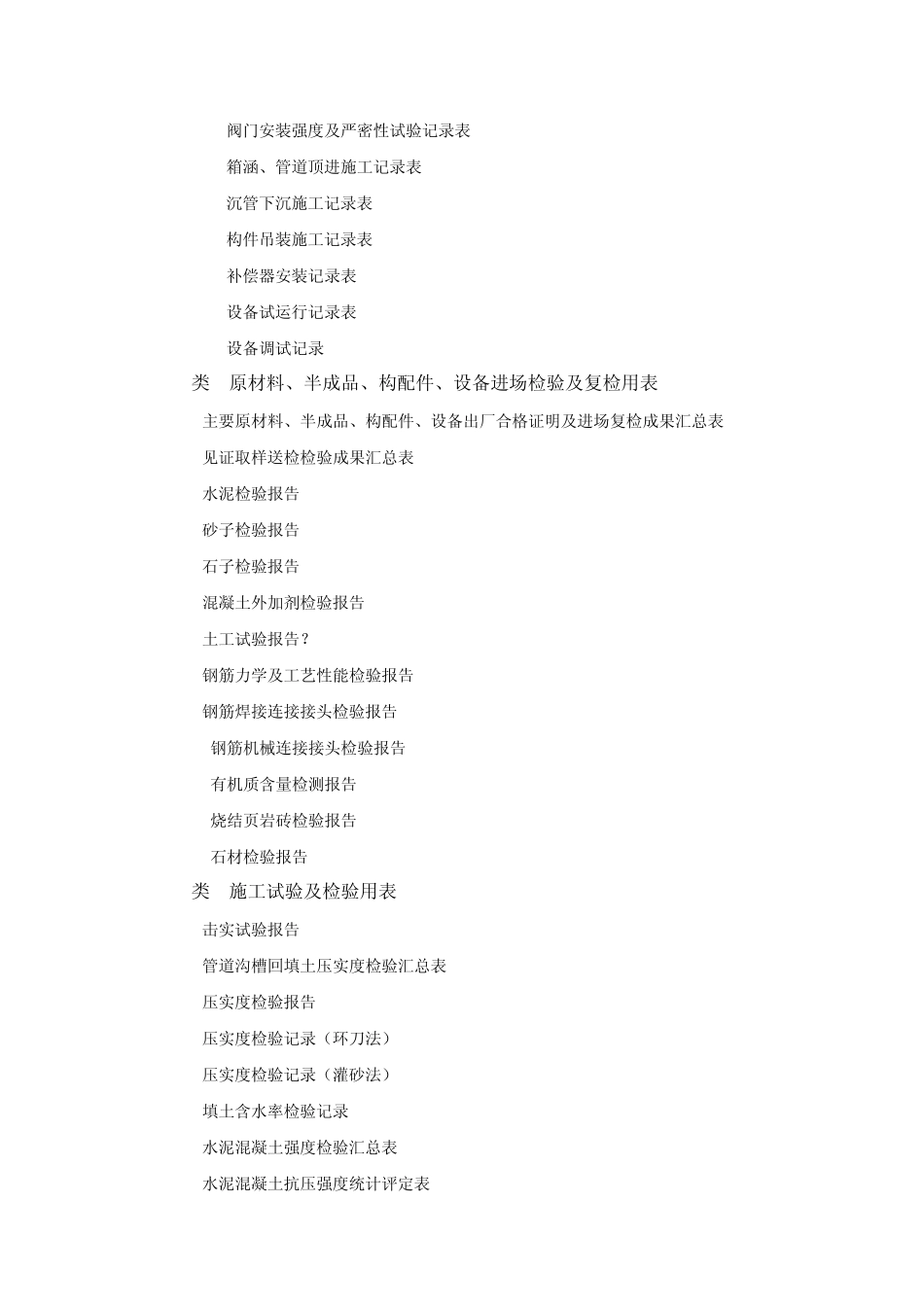 给水排水管道工程施工管理统一用表目录_第3页