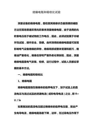 绝缘电阻和吸收比试验