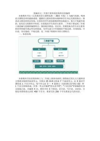 统编语文二年级下册体系结构和内容编排