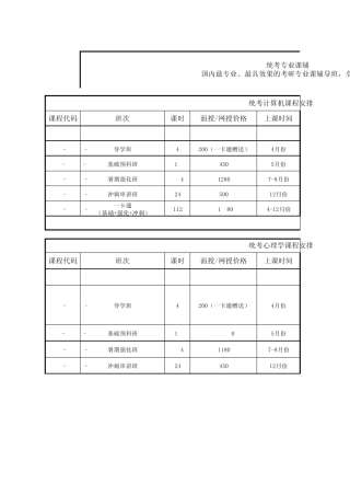 统考专业课课程表及师资说明