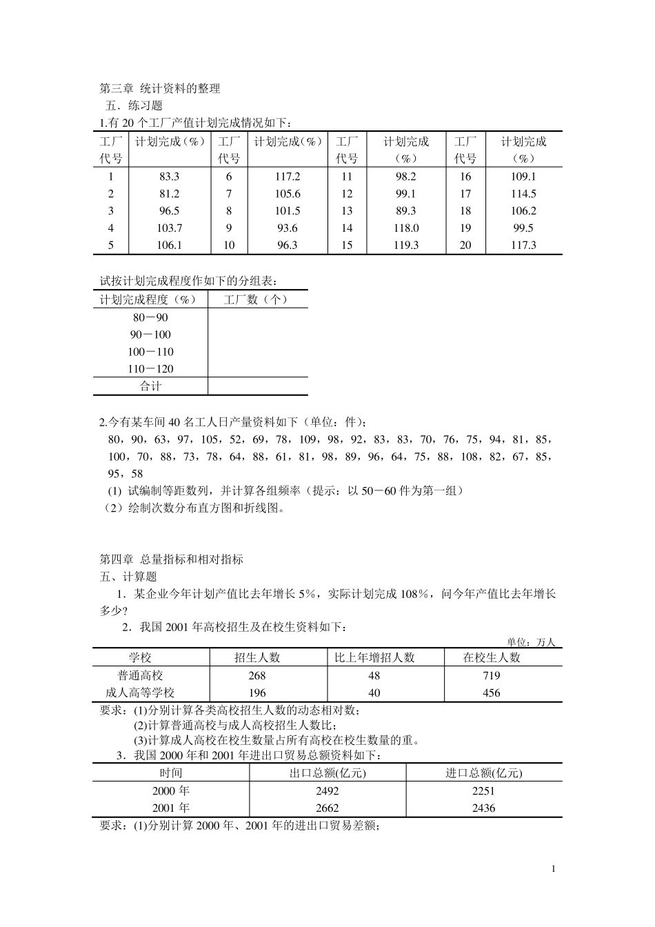 统计学复习题题目——计算题_第1页
