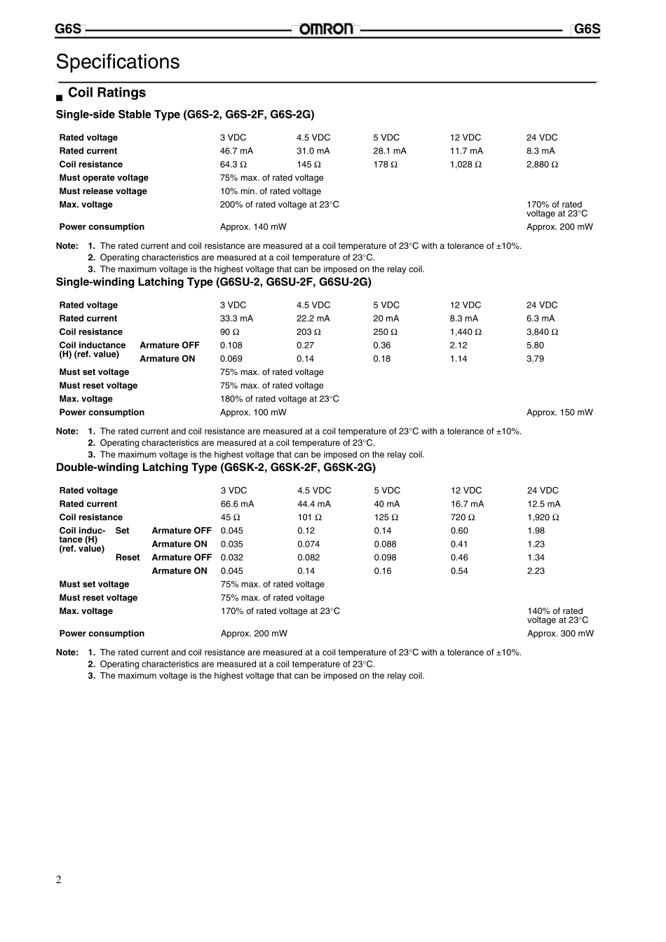 继电器G6S25VDC芯片资料_第2页