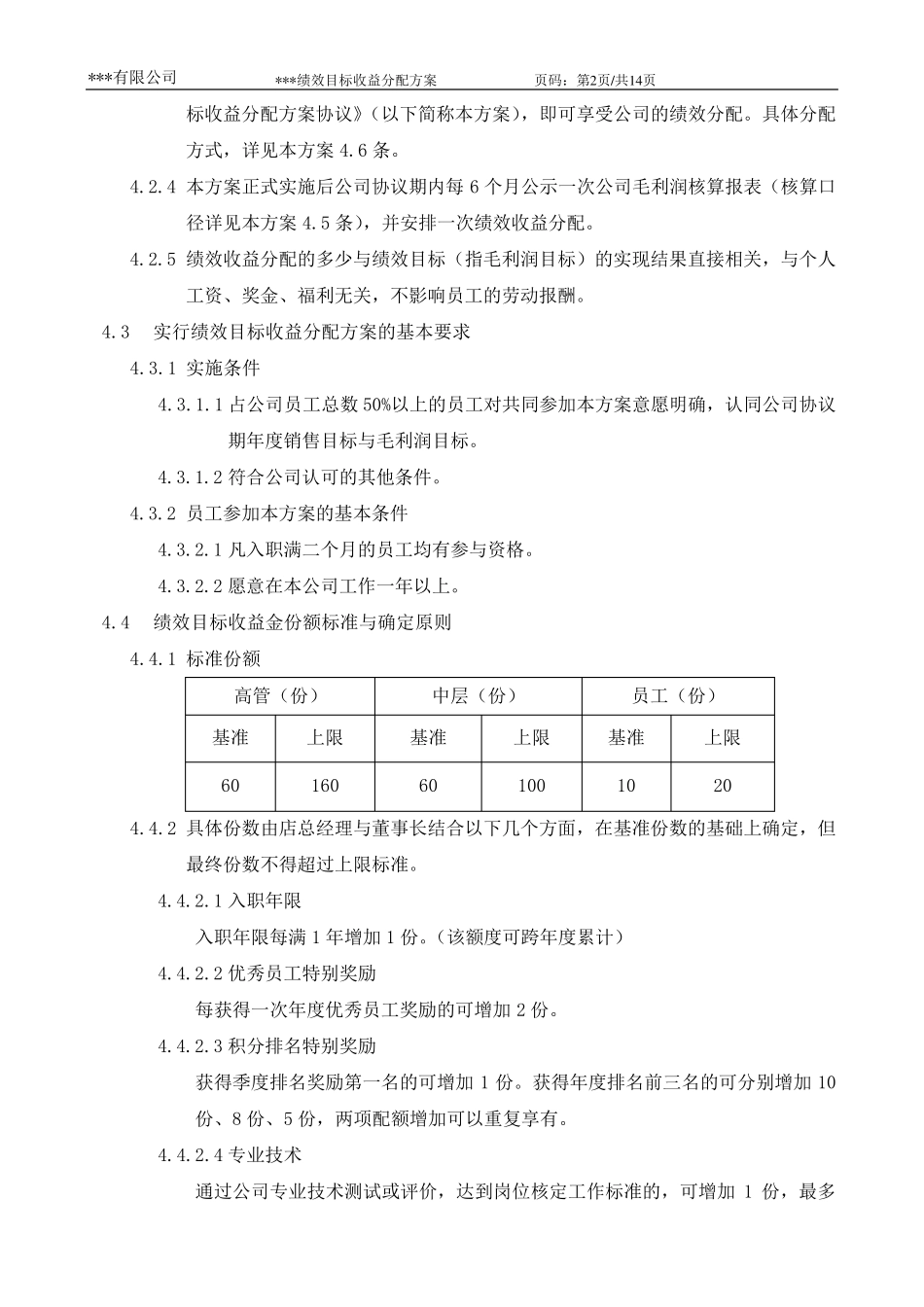 绩效目标收益分配方案与协议书_第2页
