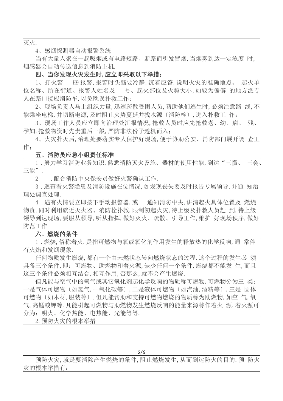 工程项目部消防安全教育培训记录_第2页