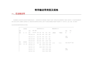 常用输送带类型及规格及数据计算