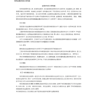 常用金属材料的力学性能一览表