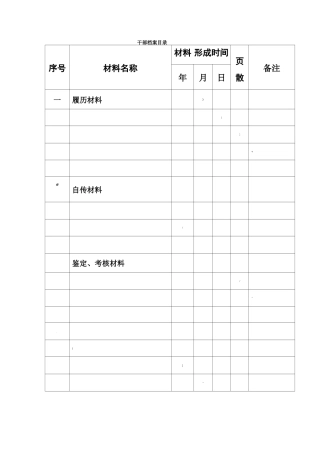 干部人事档案目录模板