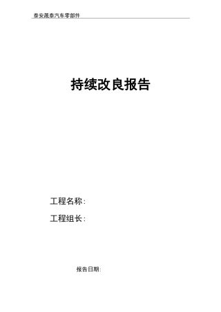 持续改进报告