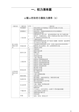 村乡村地区小微权力清单