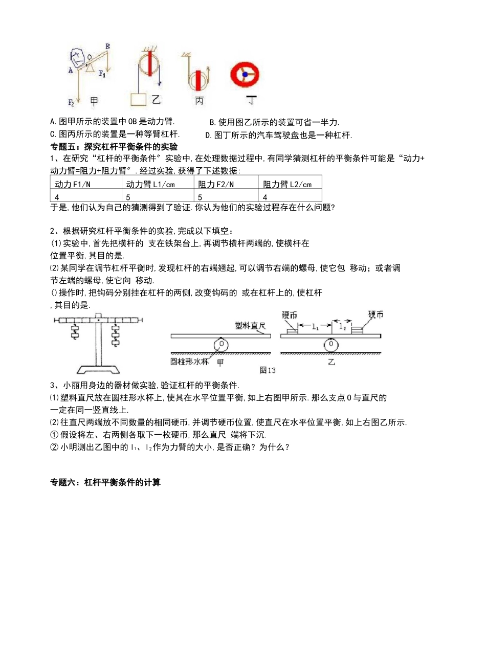 杠杆和滑轮分类习题精选_第3页
