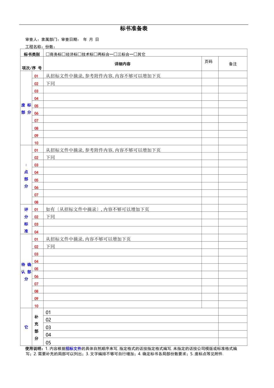 标书审查表模板_第1页