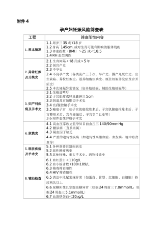 标准-孕产妇妊娠风险筛查评价