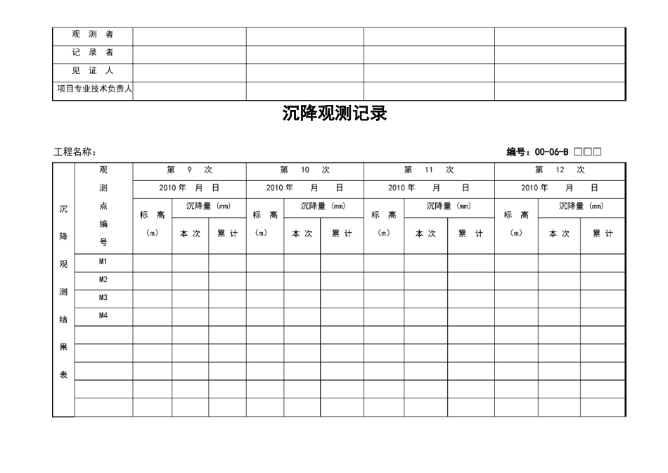 沉降观测记录表格_第3页