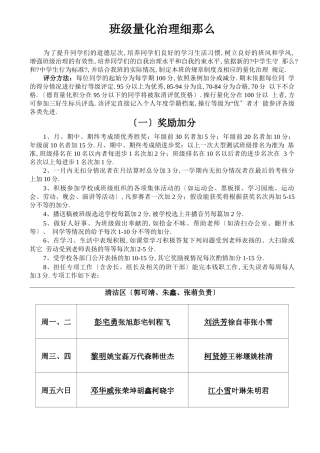 班级量化管理细则