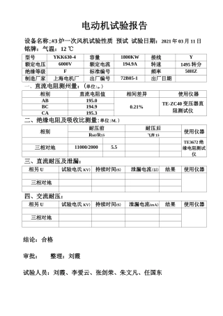 电动机试验报告
