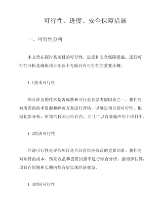 可行性、进度、安全保障措施
