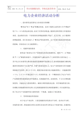 电力企业经济活动分析