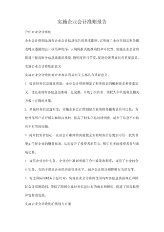 实施企业会计准则报告