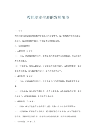 教师职业生涯的发展阶段