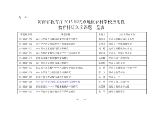 河南省教育厅2015年试点地区农村学校应用性教育科研立项课题一览表