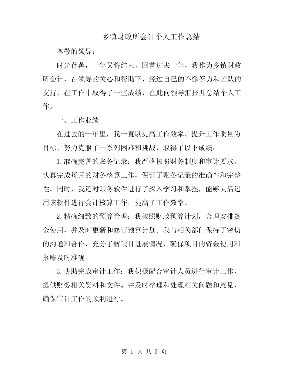 乡镇财政所会计个人工作总结_第1页