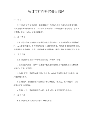 项目可行性研究报告综述