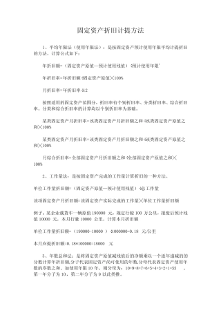 固定资产折旧计提方法及年限折旧表(1)