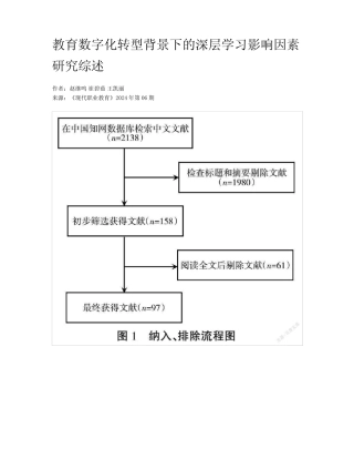 教育数字化转型背景下的深层学习影响因素研究综述