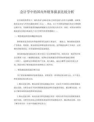会计学中的国内外财务报表比较分析