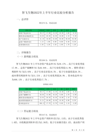 300122智飞生物2022年上半年行业比较分析报告