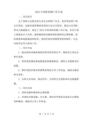 2023年消防检测工作计划