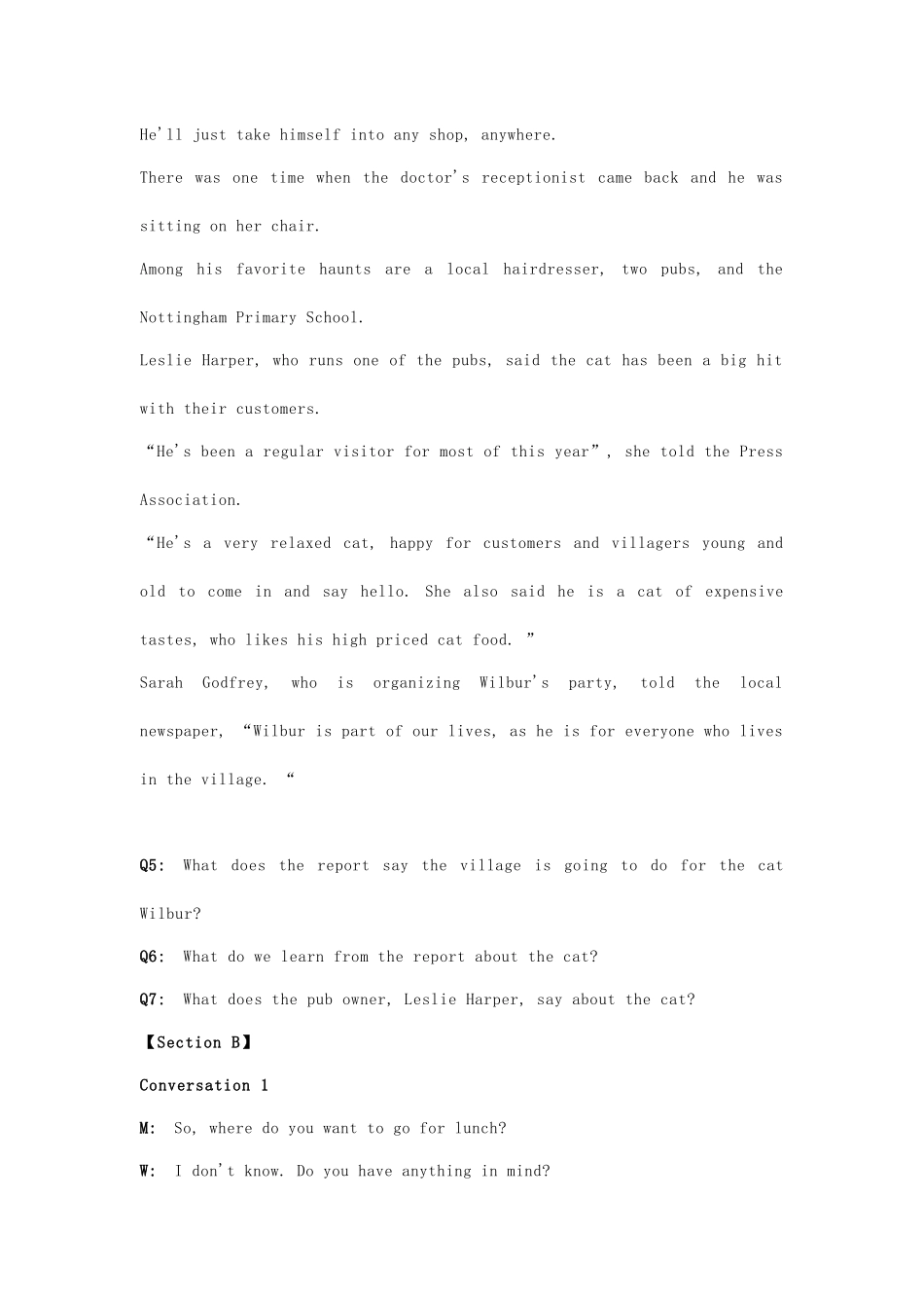 2024年英语四级真题及参考答案_第3页