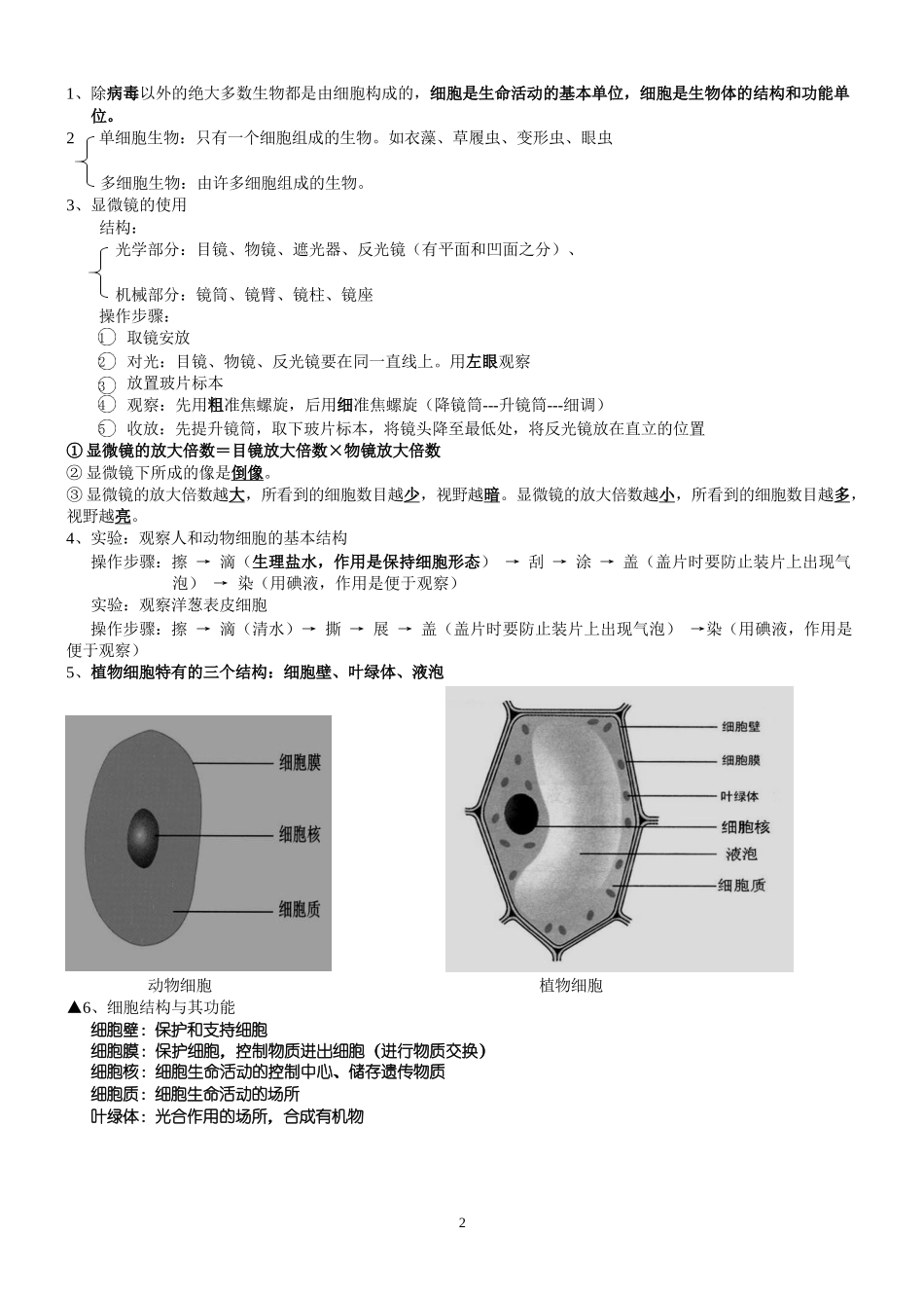 北师大版七上生物复习提纲_第2页