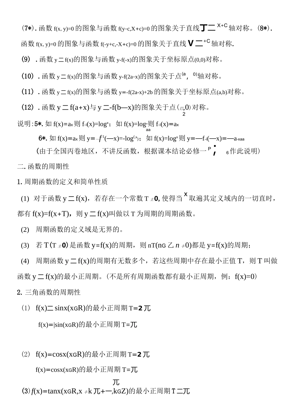 高考数学专题： 函数的对称性与周期性的结论_第2页