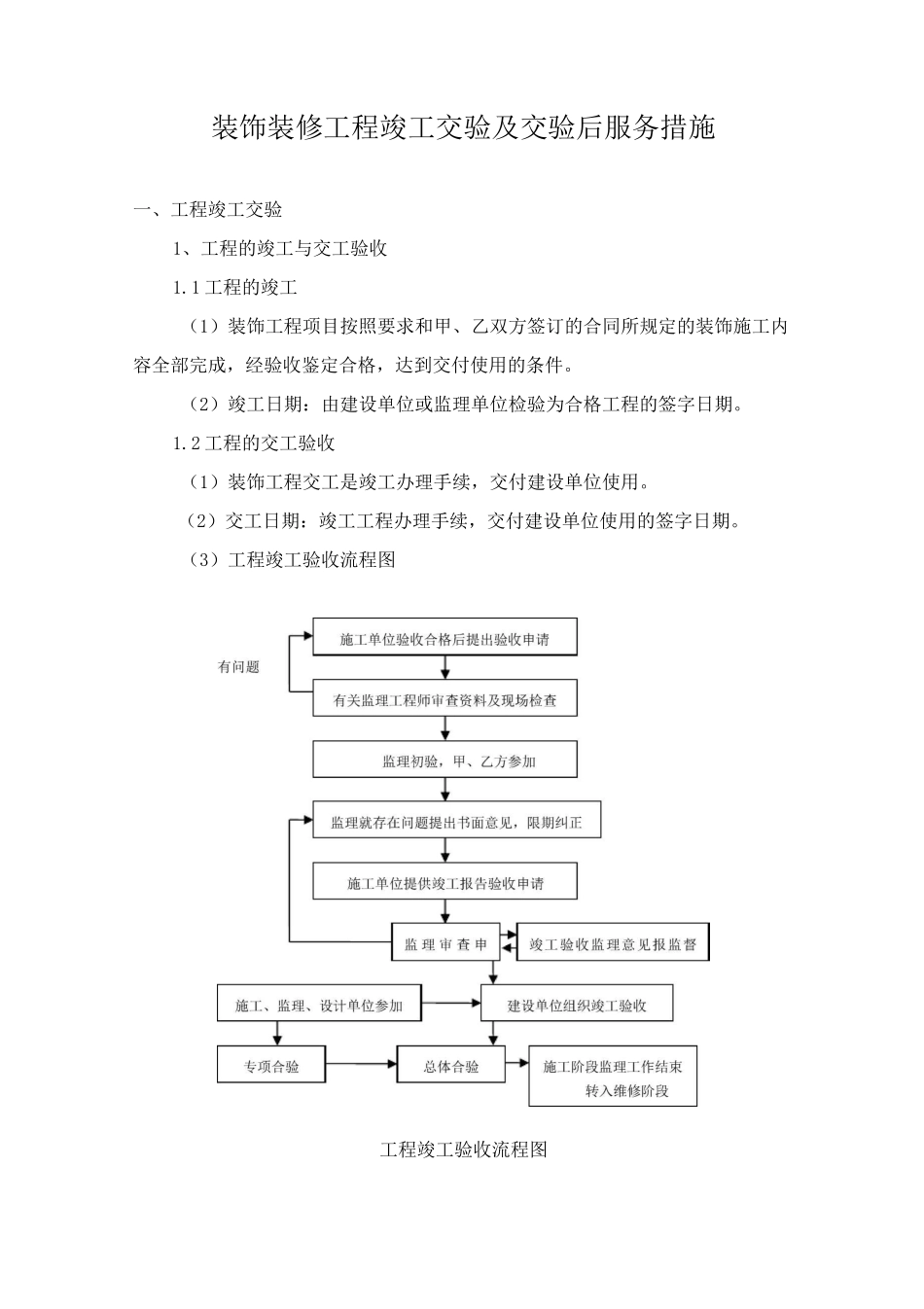 装饰装修工程竣工交验及交验后服务措施_第1页